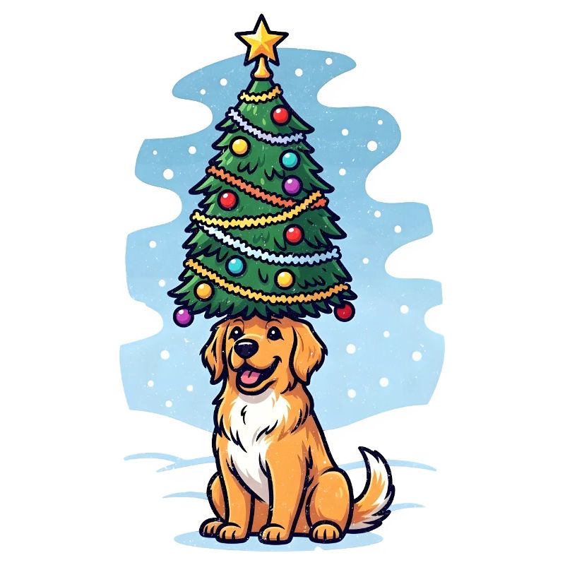 Hund mit Weihnachtsbaum Design
