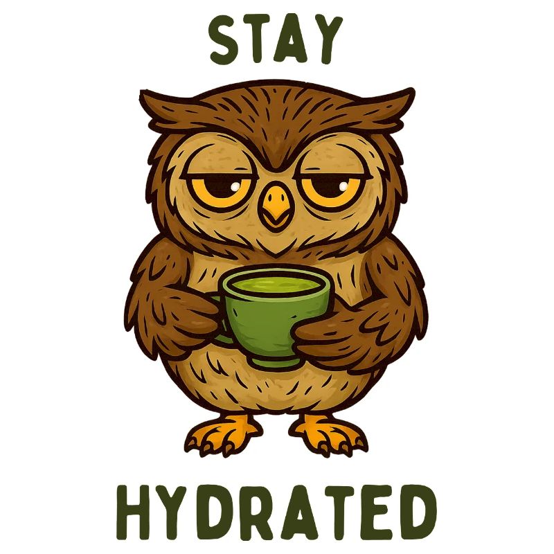 Restez hydrogéné – Hibou avec thé vert