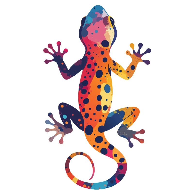 Gecko Farbenspiel Spritzer bunte Eidechse Kunst