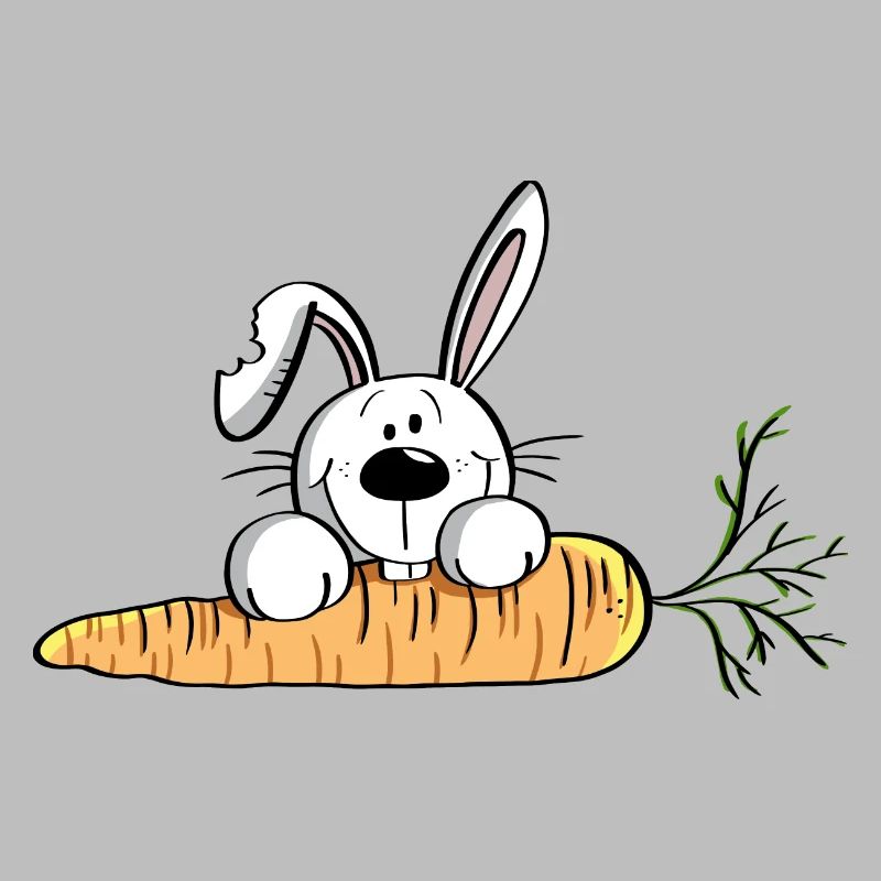 White rabbit with fat carrot - Easter - Easter bunny