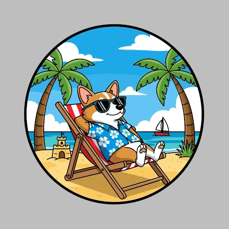 Cool Corgi Beach Vacation Summer Vibes
