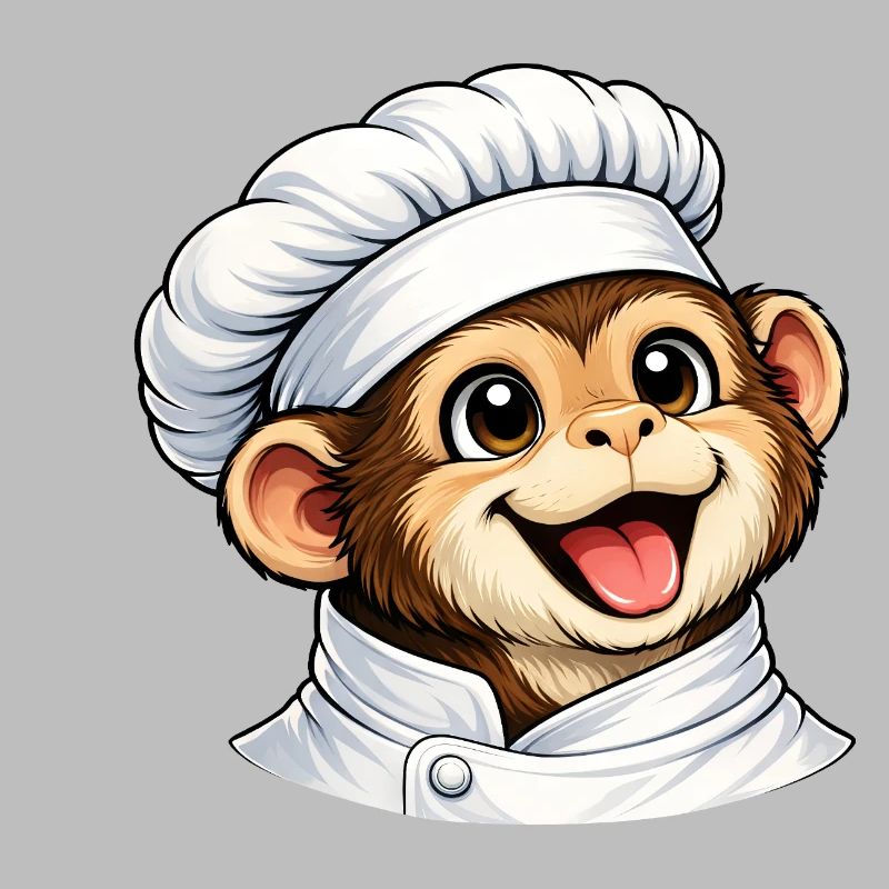 Dessin animé Singe Chef Mignon