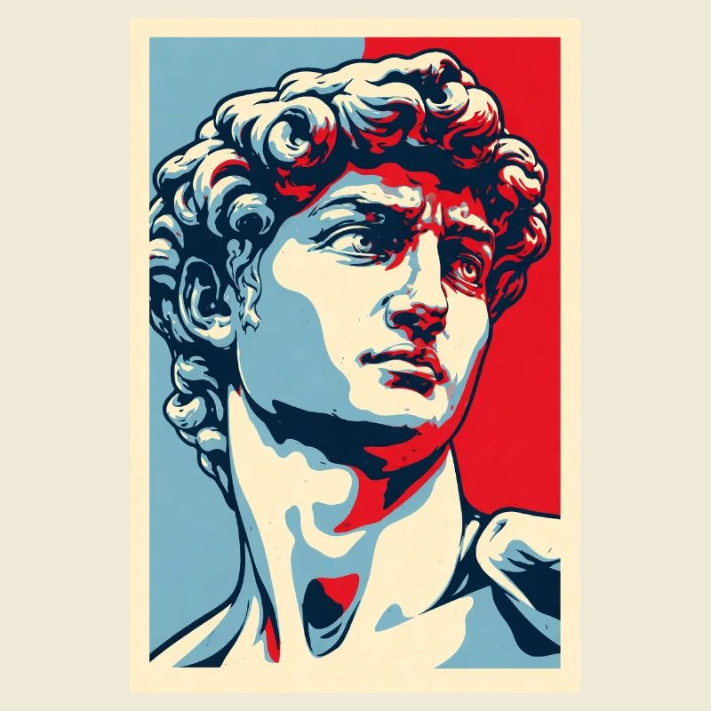 David Michelangelo dans Pop Art : Portrait bleu-rouge