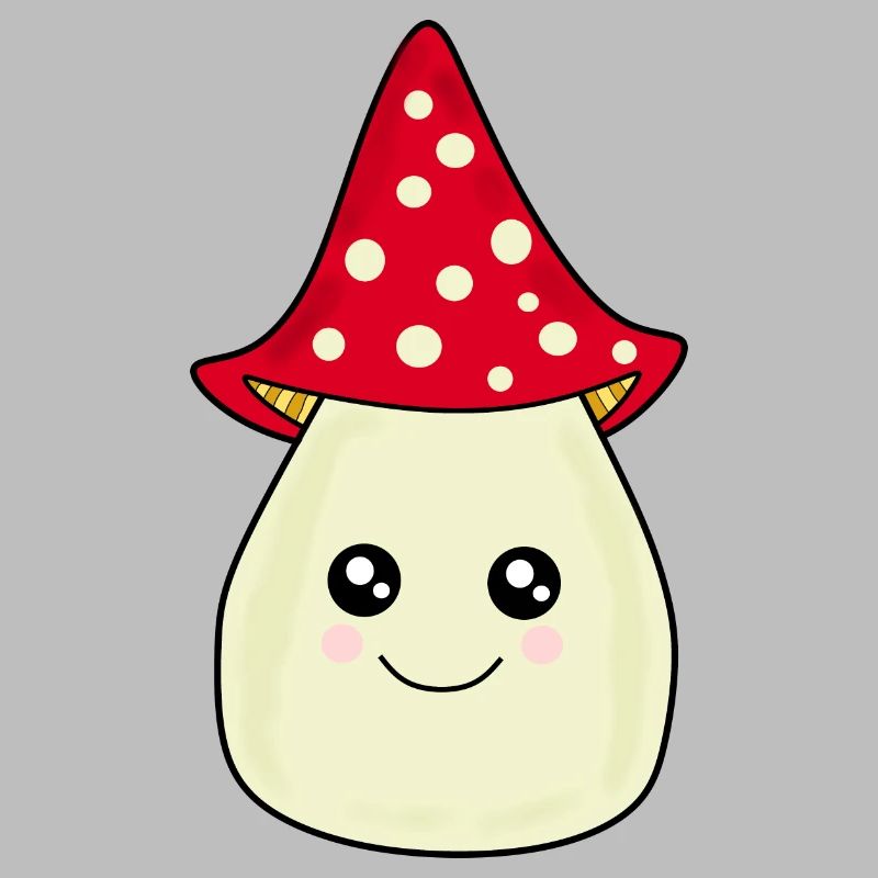 Kawaii Mushroom Toadstool cute red with face