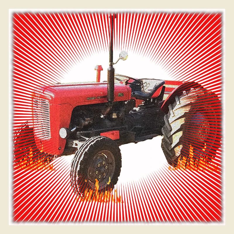 Roter Traktor mit Strahlendes Muster