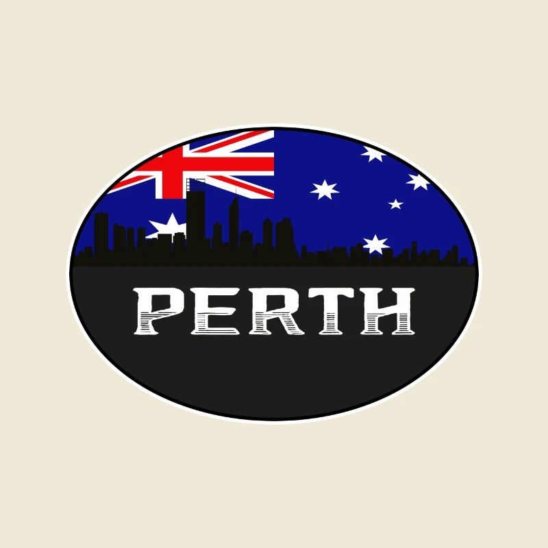 Perth Australie Skyline Silhouette Drapeau australien