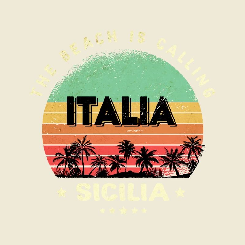 Sicily Italy Vintage Beach Design / Gift