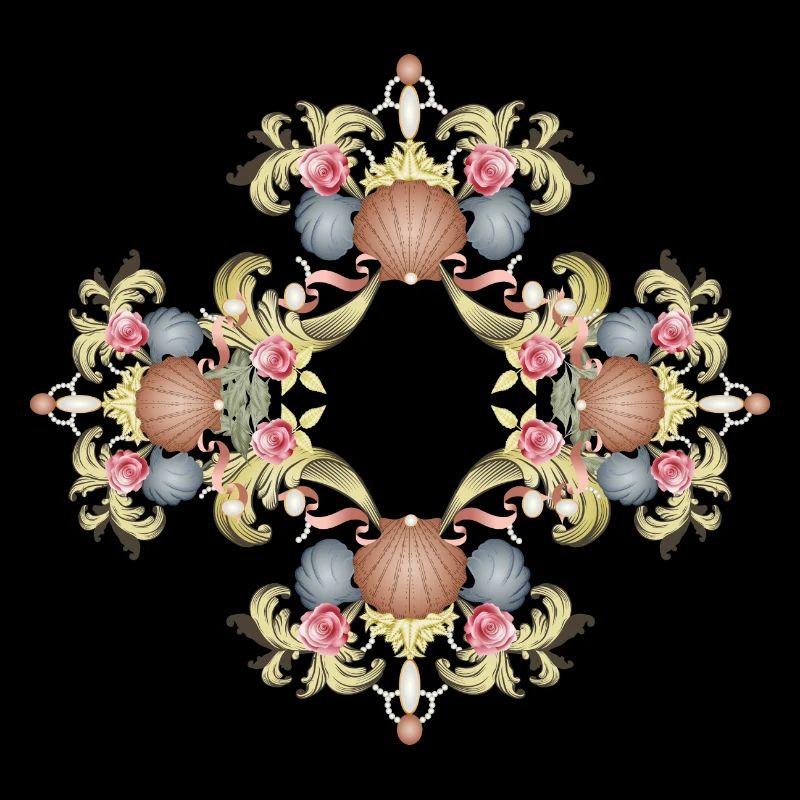 Baroque ornament with scallops and roses