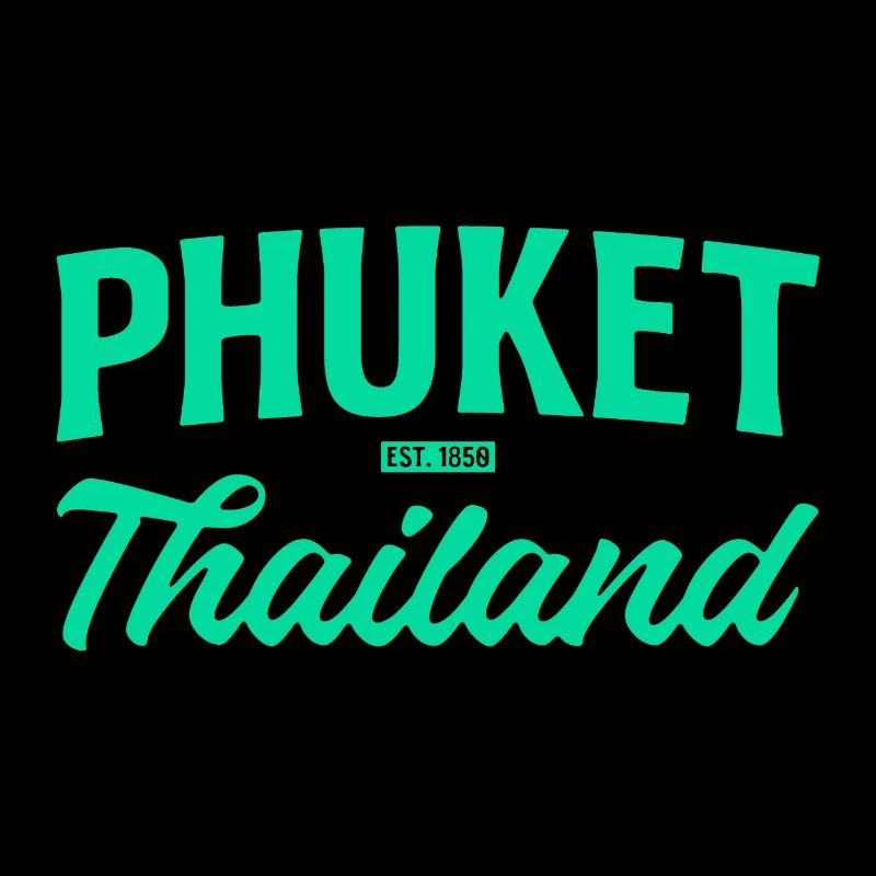 Phuket Thailand Teal Script