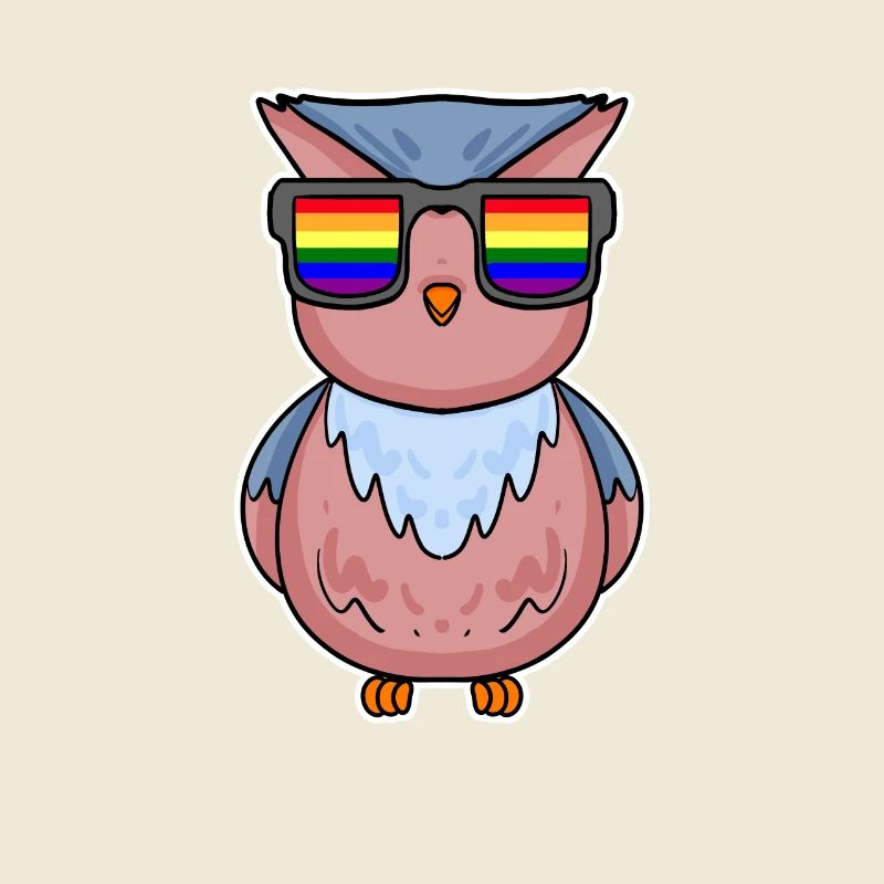 Regenbogen - Eule mit Brille