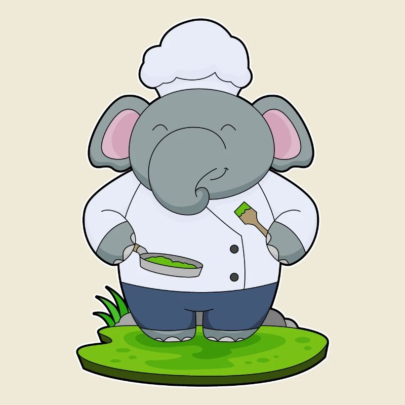 Cuisson à la poêle de cuisson d’éléphants