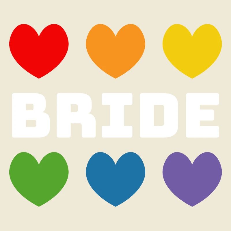 Rainbow heart Bride white