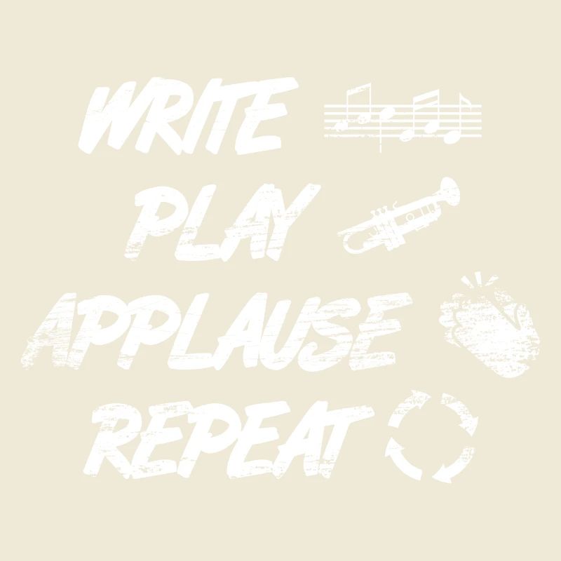 writing, playing, applause, repeating