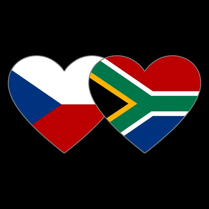 République tchèque Afrique du Sud Drapeau Coeur