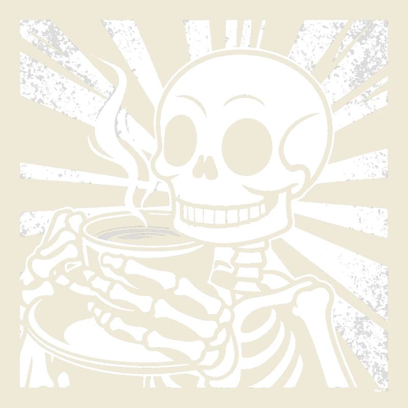 Skeleton drinking coffee