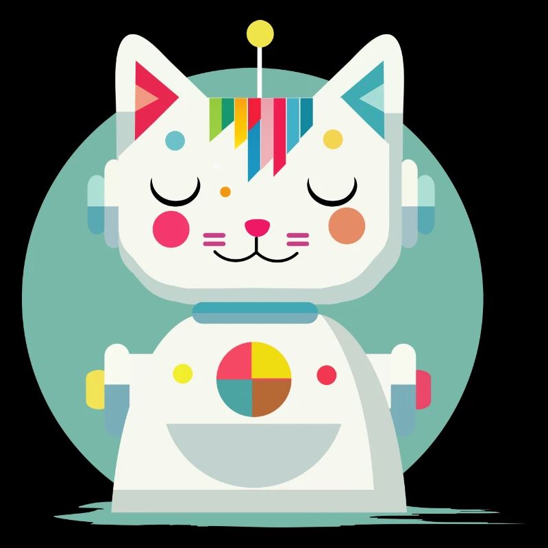 Geometric Robot Cat – Creative Illustration