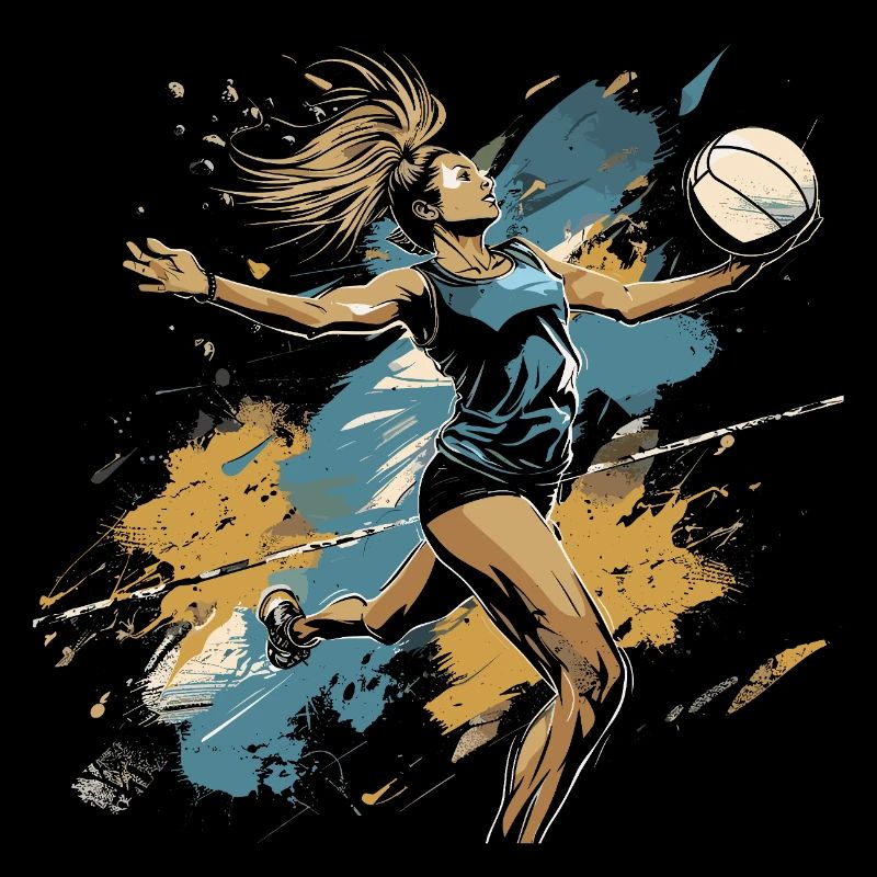 Volleyball player graffiti