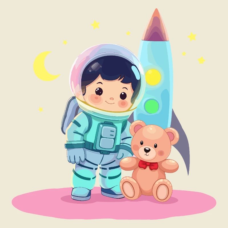 Astronaut with teddy bear