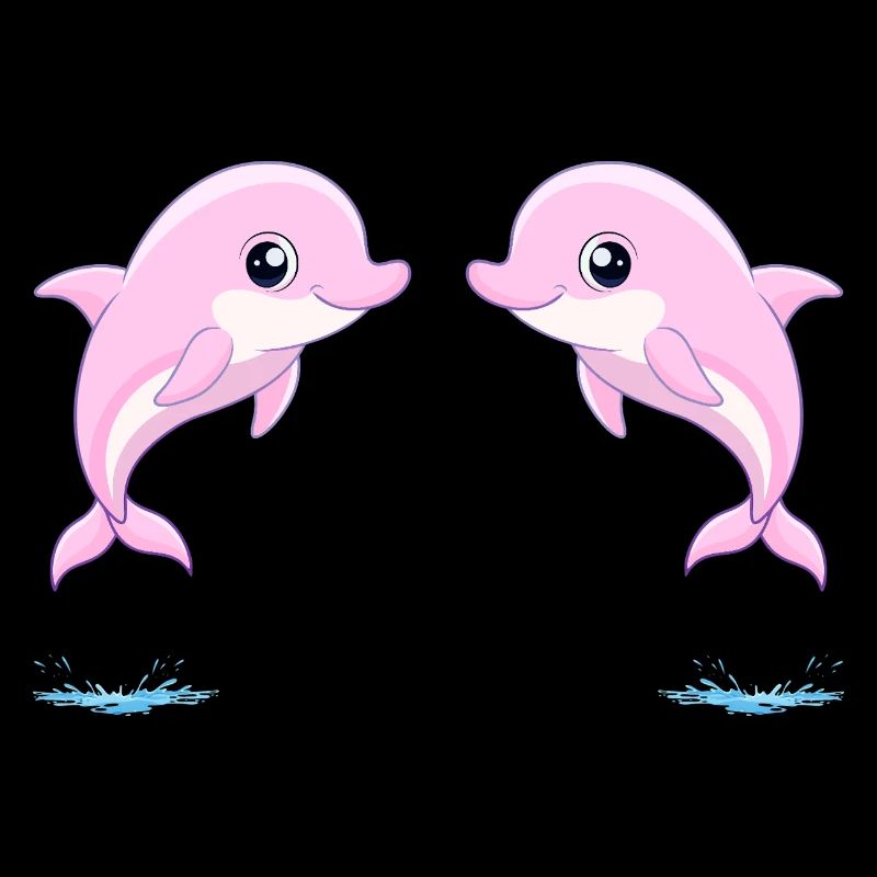 Deux bébés dauphins jumeaux rose, sautant joyeusem