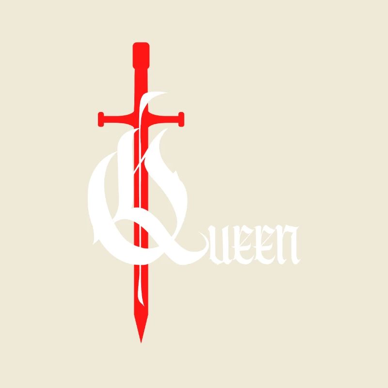 Gothique Queen Design avec épée avec texte blanc