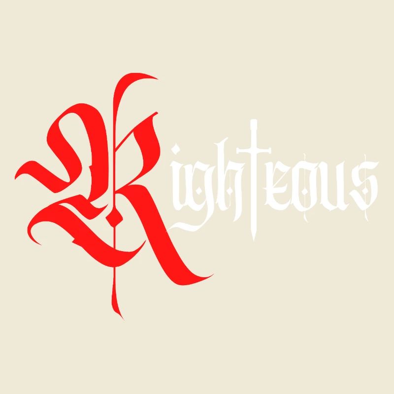 Gothique Righteous Design avec épée avec texte blanc