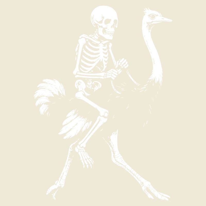 Unheimliches Skelett auf fliegendem Strauß Illustration