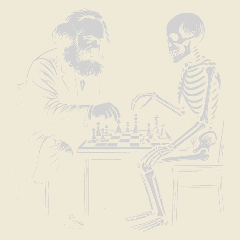 Karl Marx joue aux échecs avec du skeleton