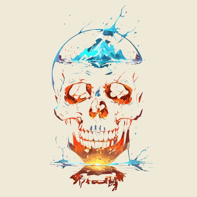 Crâne de Feu et Glace Éclatant