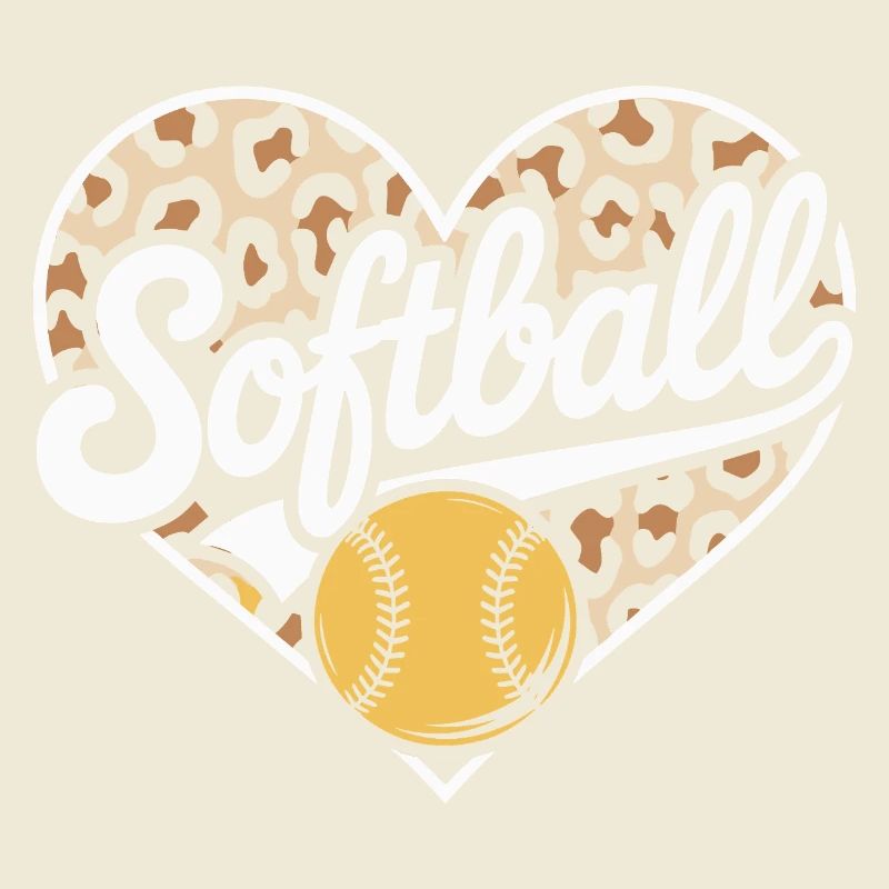 Leopard pattern softball heart design