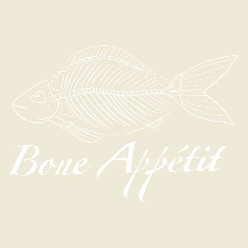 Bone Appétit - Jeu de mots sur la nourriture du squelette de poisson drôle