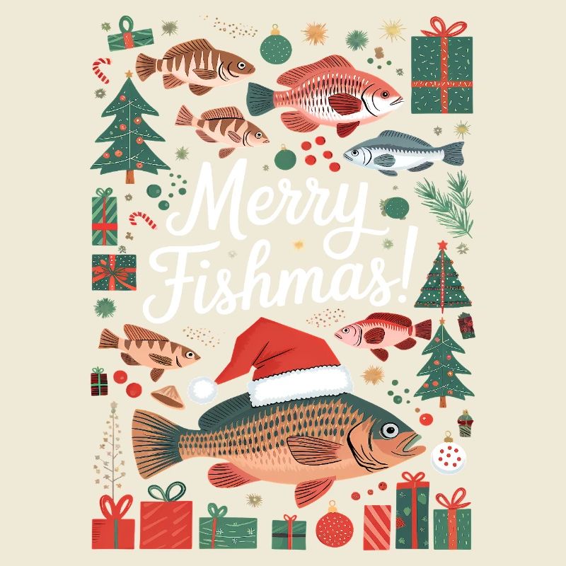Pulls de Noël Pêcheur Carpe de Poissons Joyeuse