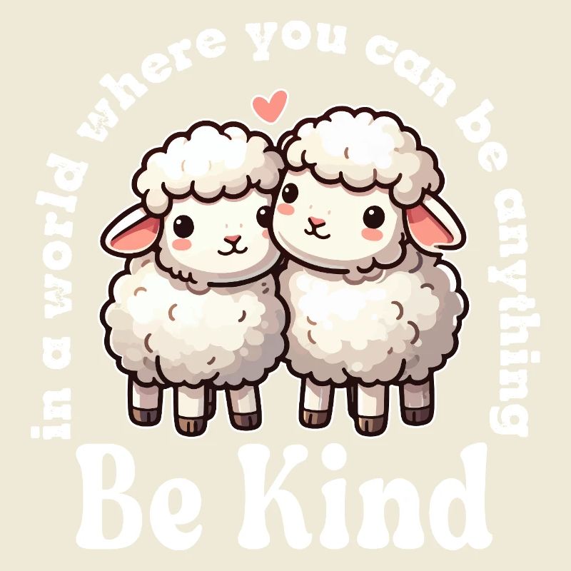 Two Cute Sheep Be Kind