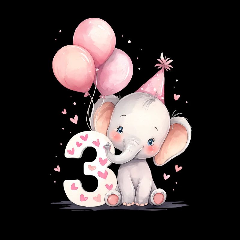 Dritter Geburtstag Elefant 3 Luftballons