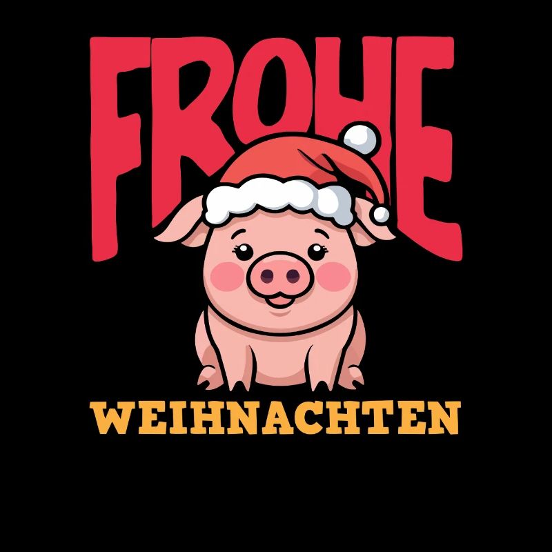 Cochon de Noël joyeux avec chapeau de Père Noël