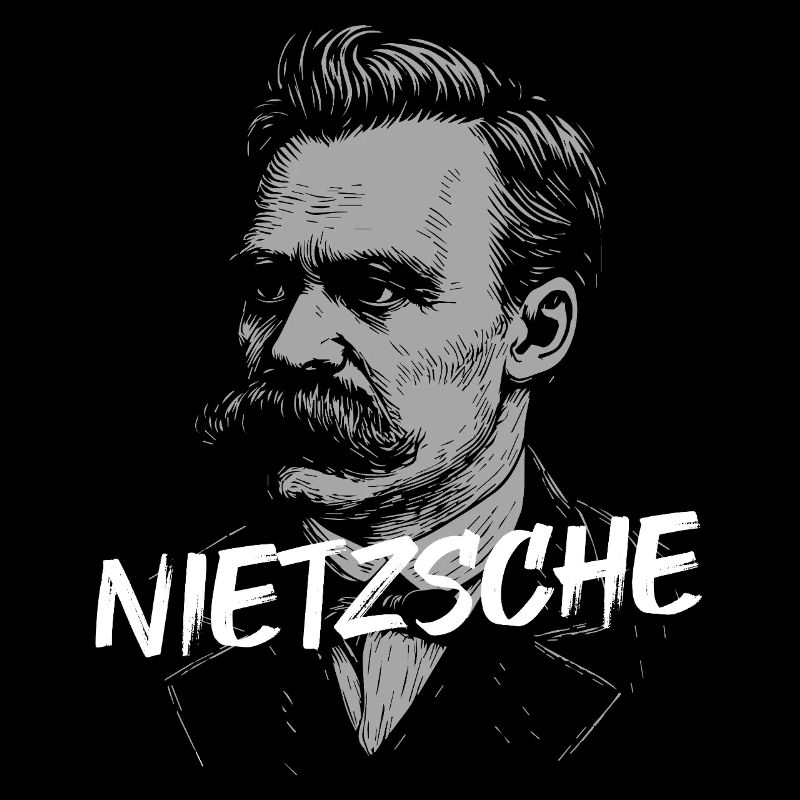 Nietzsche Philosopher Portrait with Bold Text