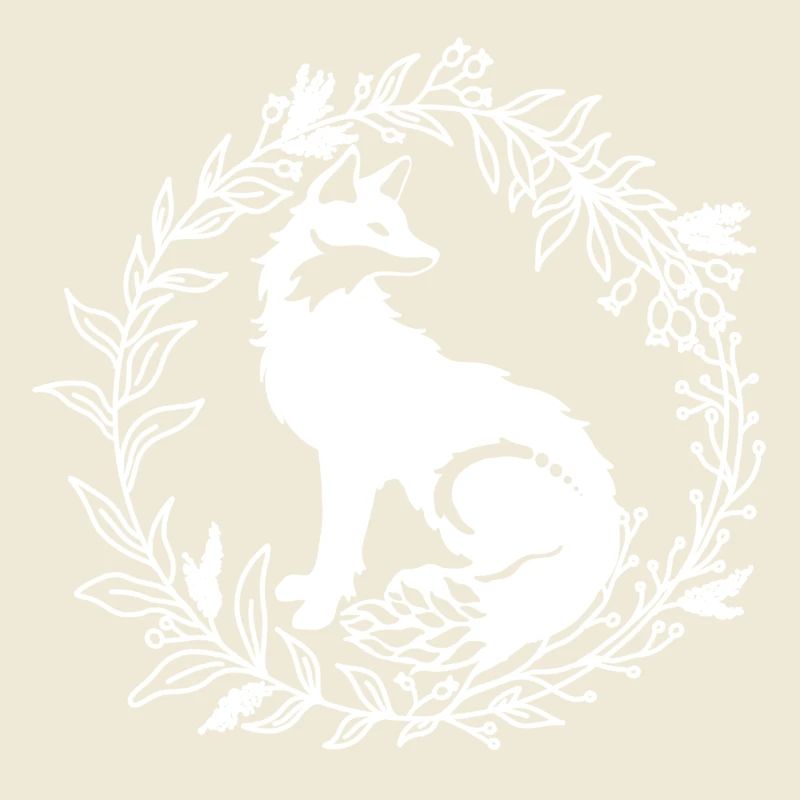 Renard des forêts dans une couronne de feuilles
