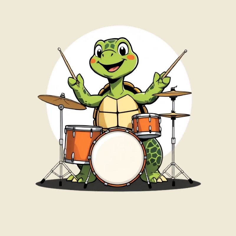 Turtle on the drum set