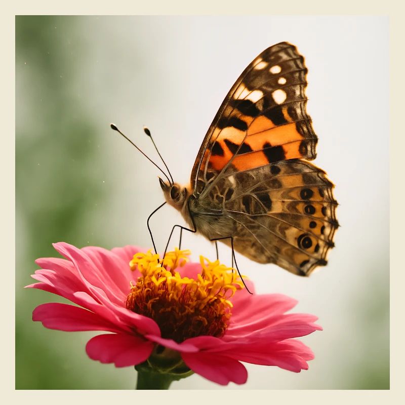 Papillon sur fleur rose