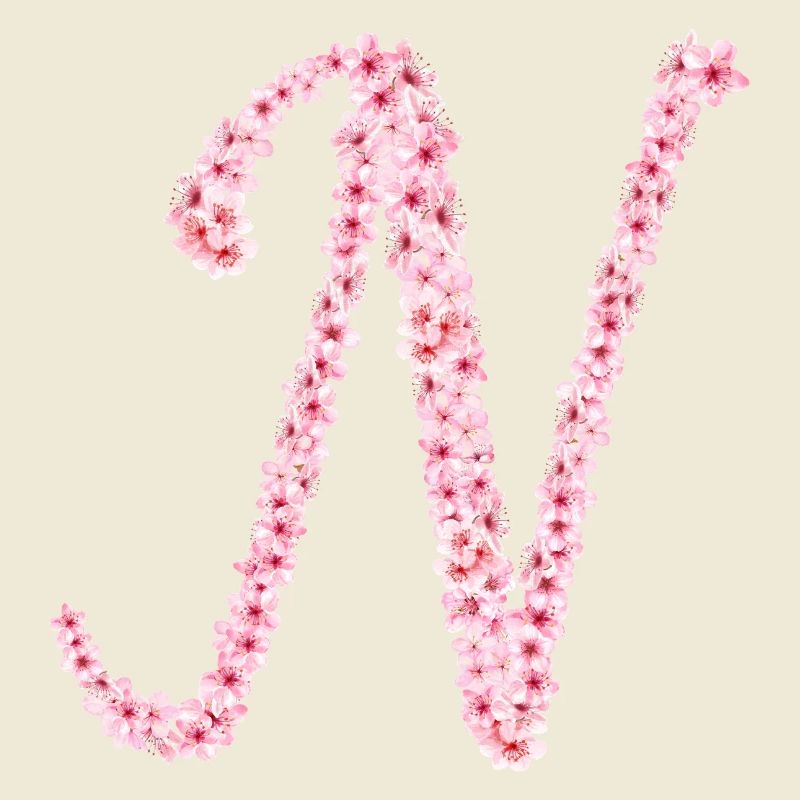Cherry blossom initial N