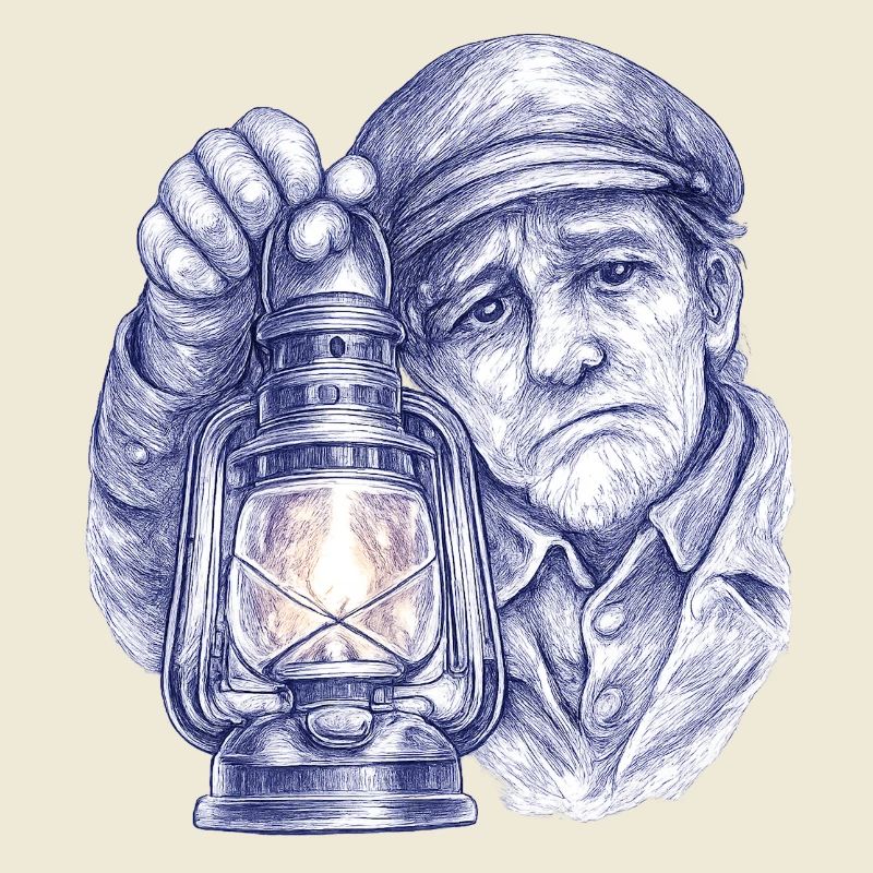 Älterer Mann mit Laterne