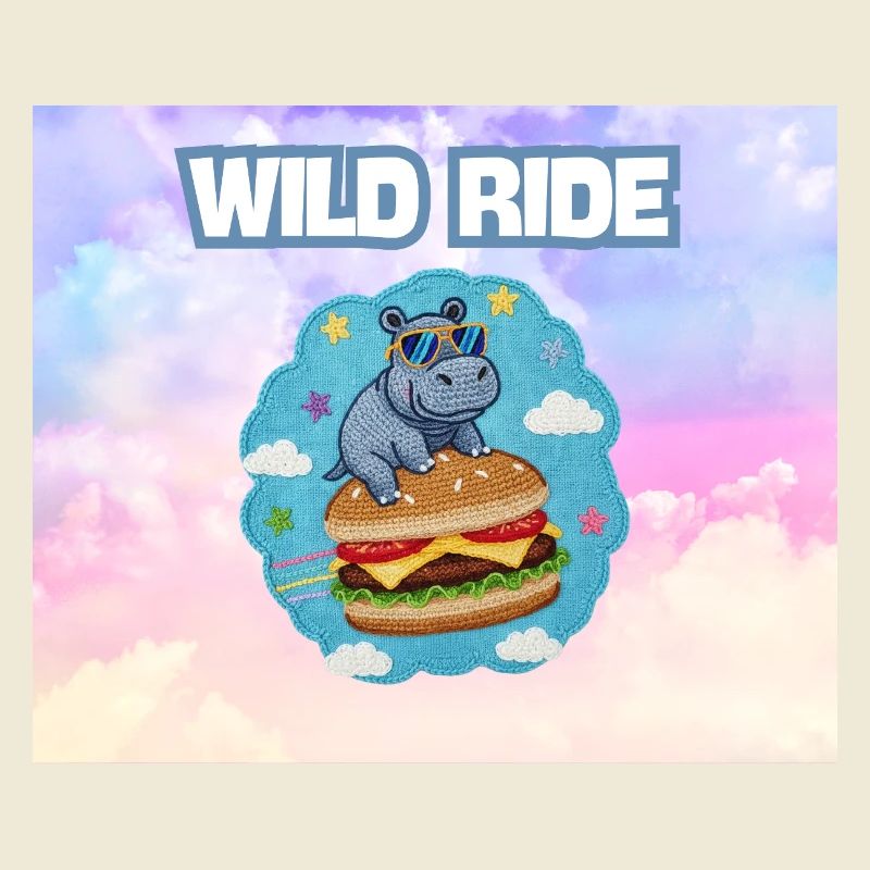 Wild Ride Hippo Burger Patch