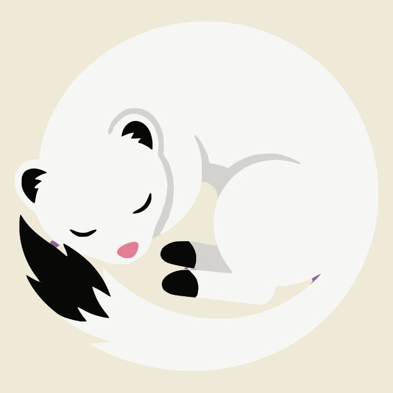 Cute sleeping ermine minimalist style