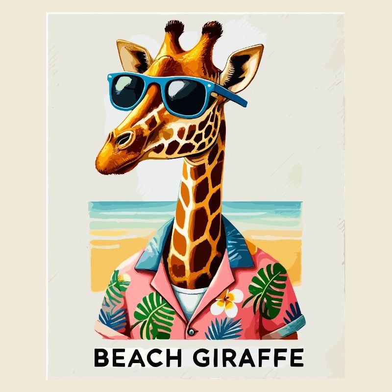 Strand-Giraffe mit Sonnenbrille