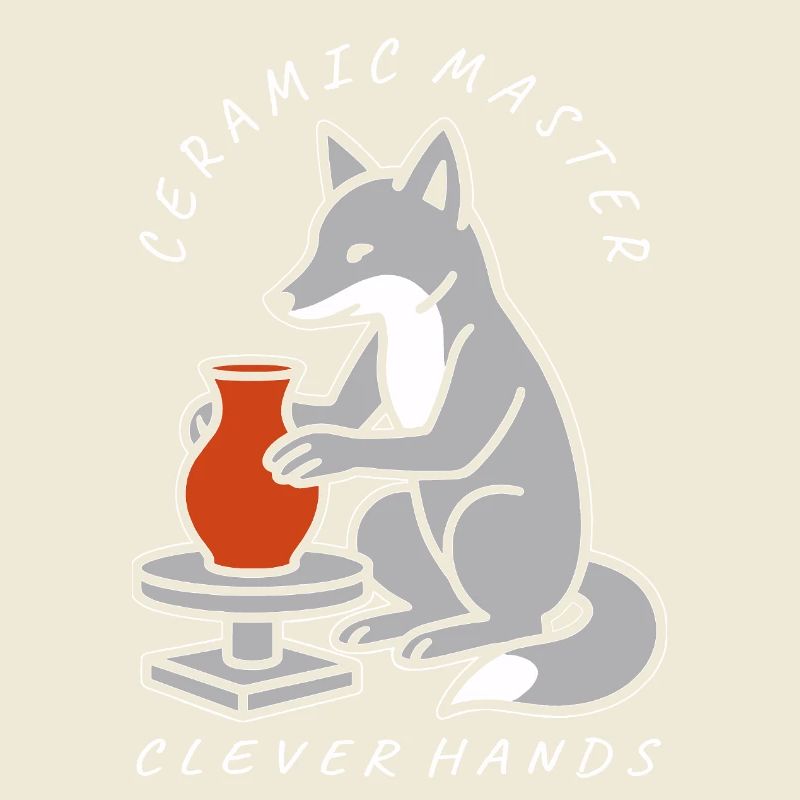 Ceramic Master Fox on Pottery Wheel