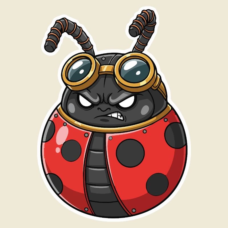 Steampunk Ladybug Rot und Chromrüstung