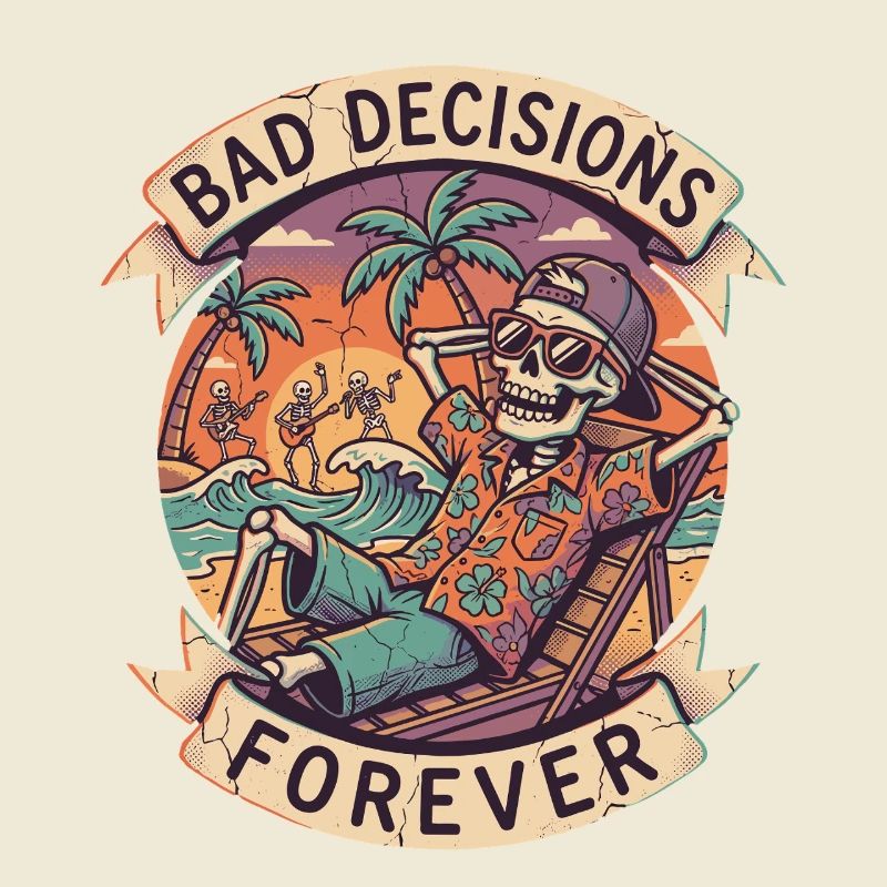 Skeleton Beach Humor Graphic