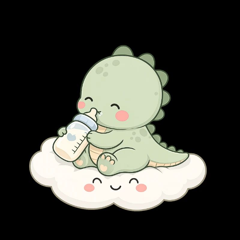 Bébé Dino mignon avec biberon