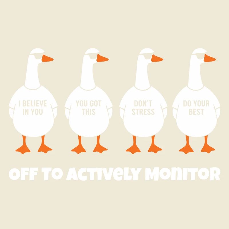 Four funny ducks in single file