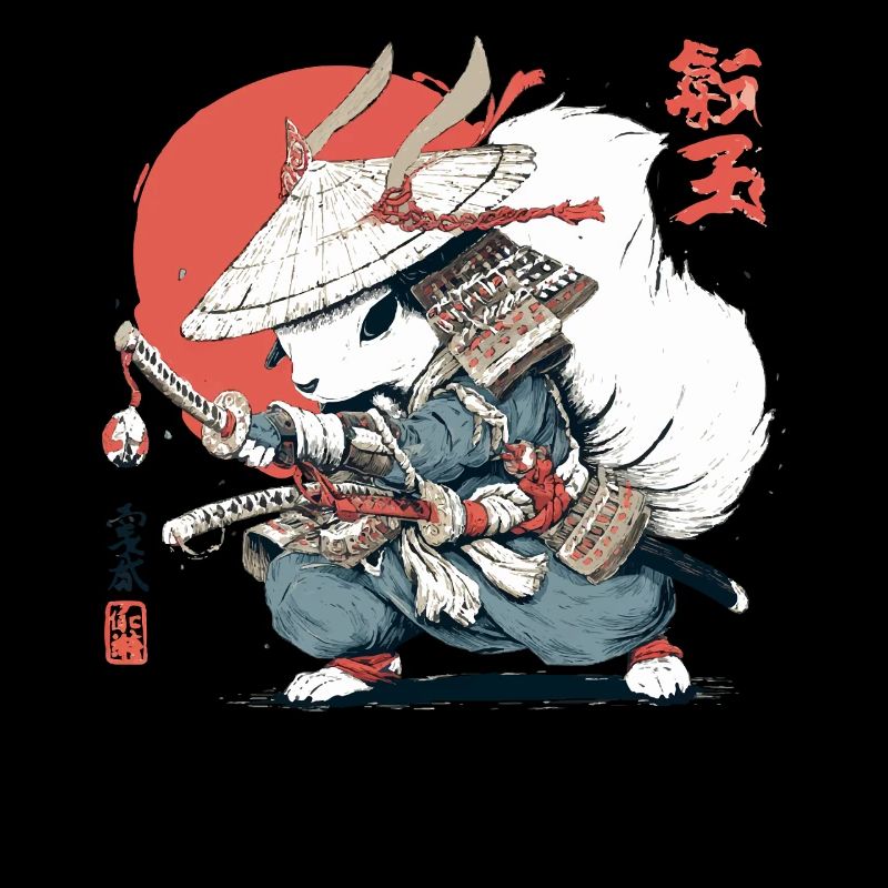 Écureuil Samouraï Guerrier japonais Style Ukiyo-e Su