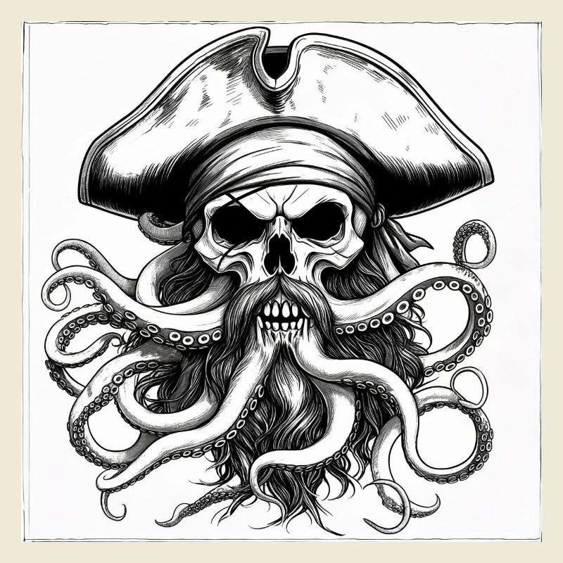 Pirate skull and octopus ink